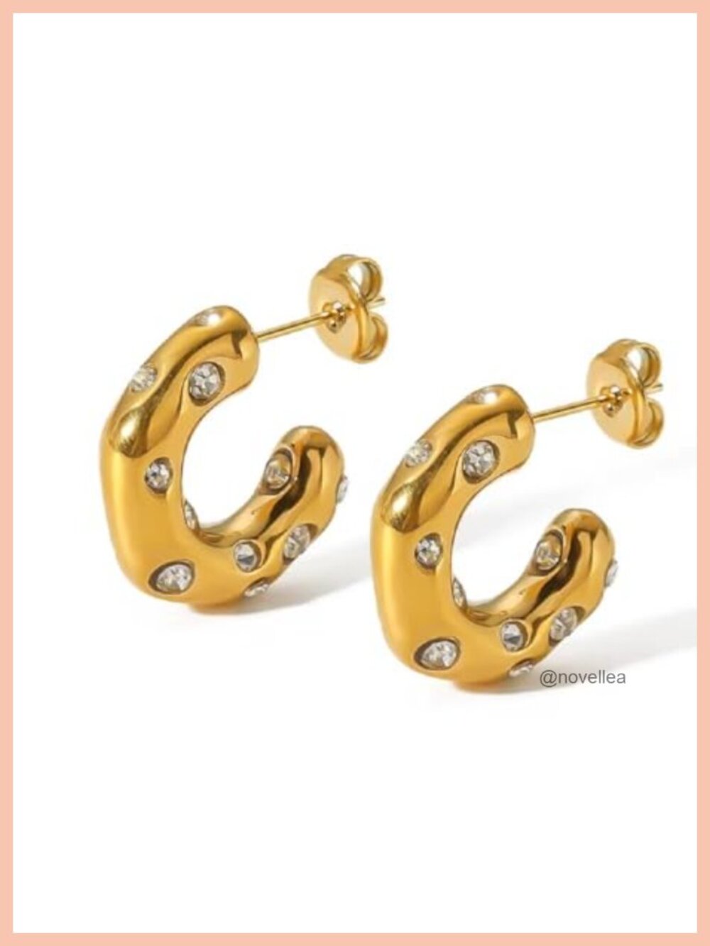 Chunky 18K Gold Plated Stainless Steel Statement Hoop Earrings Hypoallergenic